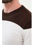 Parçalı Bej Slim Fit Bisiklet Yaka Erkek Triko Kazak 2
