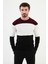 Parçalı Siyah Slim Fit Bisiklet Yaka Erkek Triko Kazak 1