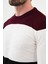 Parçalı Siyah Slim Fit Bisiklet Yaka Erkek Triko Kazak 2