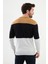 Parçalı Gri Slim Fit Bisiklet Yaka Erkek Triko Kazak 3