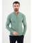 Dokulu Açık Yeşil Slim Fit Fermuarlı Yarım Balıkçı Yaka Erkek Triko Kazak 1