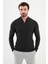 Dokulu Antrasit Slim Fit Fermuarlı Yarım Balıkçı Yaka Erkek Triko Kazak 1