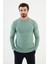 Desenli Açık Yeşil Slim Fit Bisiklet Yaka Erkek Triko Kazak 1