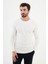 Desenli Ekru Slim Fit Bisiklet Yaka Erkek Triko Kazak 1