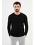 Desenli Siyah Slim Fit Bisiklet Yaka Erkek Triko Kazak 1