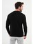 Desenli Siyah Slim Fit Bisiklet Yaka Erkek Triko Kazak 3