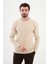 Desenli Bej Slim Fit Bisiklet Yaka Erkek Triko Kazak 1