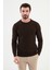 Desenli Kahverengi Slim Fit Bisiklet Yaka Erkek Triko Kazak 1