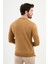 Çizgili Kamel Rengi Slim Fit Bisiklet Yaka Erkek Triko Kazak 3