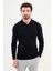 Çizgili Lacivert Slim Fit Polo Yaka Erkek Triko Kazak 1