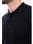 Çizgili Lacivert Slim Fit Polo Yaka Erkek Triko Kazak 2