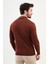Çizgili Kiremit Rengi Slim Fit Polo Yaka Erkek Triko Kazak 3