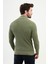 Çizgili Haki Slim Fit Yarım Balıkçı Yaka Erkek Triko Kazak 3