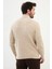 Desenli Bej Slim Fit Yarım Balıkçı Yaka Erkek Triko Kazak 3