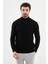 Desenli Siyah Slim Fit Yarım Balıkçı Yaka Erkek Triko Kazak 1