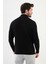 Desenli Siyah Slim Fit Yarım Balıkçı Yaka Erkek Triko Kazak 3