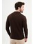 Düz Kahverengi Slim Fit Polo Yaka Erkek Triko Kazak 3