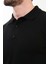Düz Siyah Slim Fit Polo Yaka Erkek Triko Kazak 2