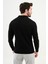 Düz Siyah Slim Fit Polo Yaka Erkek Triko Kazak 3