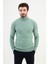 Dokulu Açık Yeşil Slim Fit Yarım Balıkçı Yaka Erkek Triko Kazak 1