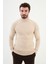 Dokulu Bej Slim Fit Yarım Balıkçı Yaka Erkek Triko Kazak 1