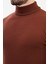 Dokulu Kiremit Rengi Slim Fit Yarım Balıkçı Yaka Erkek Triko Kazak 2