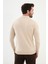 Düz Bej Slim Fit Polo Yaka Erkek Triko Kazak 3