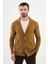 Desenli Kamel Rengi Slim Fit Erkek Triko Ceket 1