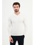 Düz Ekru Slim Fit Polo Yaka Erkek Triko Kazak 1