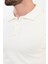 Düz Ekru Slim Fit Polo Yaka Erkek Triko Kazak 2