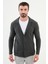 Desenli Antrasit Slim Fit Erkek Triko Ceket 1