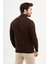 Dokulu Kahverengi Slim Fit Yarım Balıkçı Yaka Erkek Triko Kazak 3