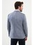 Çizgili İndigo Slim Fit Mono Yaka Klasik Yün Erkek Ceket 4
