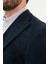 Çizgili Lacivert Slim Fit Geniş Yaka Kruvaze Kadife Erkek Ceket 2