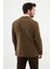 Çizgili Kamel Rengi Slim Fit Torba Cep Mono Yaka Kadife Erkek Ceket 4