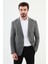 Desenli Antrasit Slim Fit Mono Yaka Klasik Yün Erkek Ceket 1
