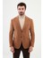 Düz Kamel Rengi Slim Fit Torba Cep Geniş Yaka Punto Dikiş Erkek Ceket 1