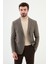 Desenli Kahverengi Slim Fit Mono Yaka Yün Erkek Ceket 1