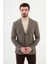 Desenli Kahverengi Slim Fit Mono Yaka Yün Erkek Ceket 3