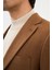 Çizgili Kamel Slim Fit Torba Cep Mono Yaka Yün Erkek Ceket 2