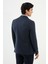Ekoseli Lacivert Slim Fit Mono Yaka Klasik Yün Erkek Ceket 3