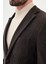 Çizgili Kahverengi Slim Fit Torba Cep Mono Yaka Kadife Erkek Ceket 2