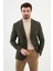 Düz Haki Slim Fit Torba Cep Geniş Yaka Punto Dikiş Erkek Ceket 3