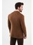 Çizgili Kamel Rengi Slim Fit Torba Cep Geniş Yaka Yün Erkek Ceket 4