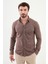 Çizgili Kamel Gri Slim Fit Yün Erkek Gömlek 1