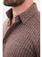 Çizgili Kamel Gri Slim Fit Yün Erkek Gömlek 2