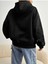 Unisex Siyah Malibu Baskılı Kapşonlu Oversize Sweatshirt 2