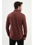 Çizgili Kiremit Rengi Slim Fit Yün Erkek Gömlek 3