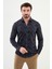 Desenli Lacivert Slim Fit Yün Erkek Gömlek 1