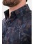 Desenli Lacivert Slim Fit Yün Erkek Gömlek 2
